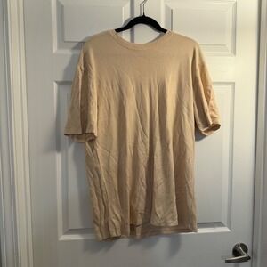 Brandini Silk Blend Knit T-Shirt Tan XL Minimalist Quiet Luxury Casual